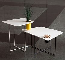 Contemporary side table BROTHERS & SISTERSCorian®lacquered metal steel basehome