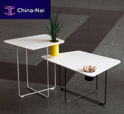 Contemporary side table BROTHERS & SISTERSCorian®lacquered metal steel basehome