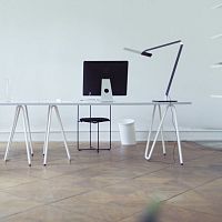 Contemporary table SINUSlinoleumwooden baserectangular