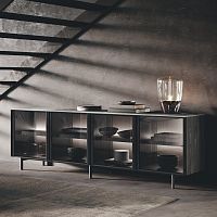 High sideboard BLUNAcontemporarylacquered aluminumsmoked glass