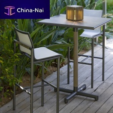 Contemporary high bar table BASTINGAGEceramicaluminum baseteak base