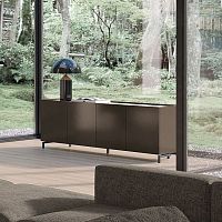 Contemporary sideboard LEAFmetalmelaminewith swing doors
