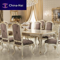 Classic dining table 15117solid woodwood with gold leaf finishfabric