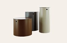 Contemporary side table THAISmetalleatherround