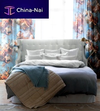 Double bed PFcontemporaryupholsteredwith headboard