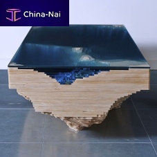 Original design coffee table Abyssglasswooden baserectangular