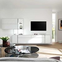 Contemporary TV wall unit FONISlacquered woodwith storagewith drawers
