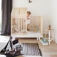 Playhouse baby bed ROOFsinglecontemporarybirch