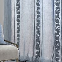 Curtain fabric MATHILDE FASCE FLOREALI VERTICALI stripedfloral patternlinen