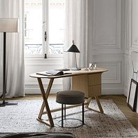 Free-standing desk Siduscontemporarywood veneerleather