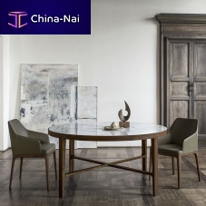 Contemporary table GLOBEsmoked glassmarblewalnut base