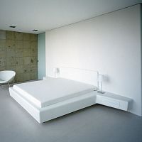 Double bed WHITELINEcontemporarywith headboardwith integrated bedside table