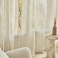 Plain sheer curtain fabric LIVO linenwashablejacquard