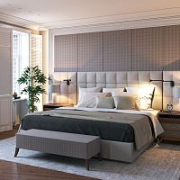 Double bed VICKYcontemporaryupholsteredwith headboard