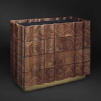 Original design chest of drawers IL PEZZO 2walnutsolid woodbrass