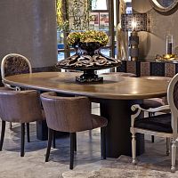 Contemporary dining table JUDITH GLOW LASEREDwoodenmarbleleather