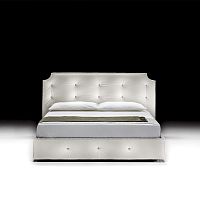 Double bed ASTOR LOWcontemporaryupholsteredwith in-base storage