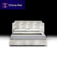 Double bed ASTOR LOWcontemporaryupholsteredwith in-base storage