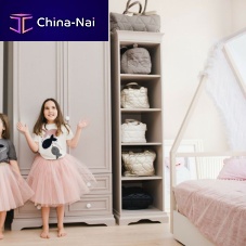 Traditional shelf woodenbedroomwith storage compartment