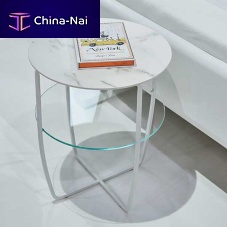 Contemporary bedside table PULSOlacquered woodnatural oakglass