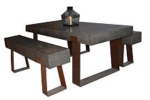 Industrial design table VAULT fiber-reinforced concretemetal baserectangular