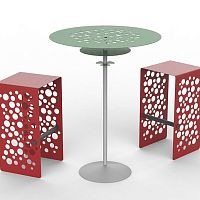 Original design table LEVANTE sheet metalmetal baseround