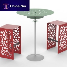 Original design table LEVANTE sheet metalmetal baseround