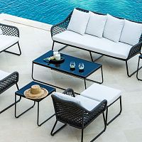 Contemporary coffee table KONA smoked glassmetal baserectangular