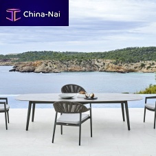 Contemporary table ELLISSE lowHPLceramicteak base