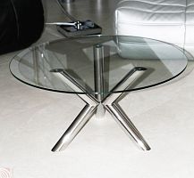 Contemporary coffee table glassstainless steelround