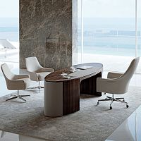 Free-standing desk IDAcontemporarywoodenleather