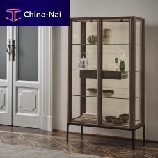 Contemporary display case ATSUKOaluminumwalnutglass