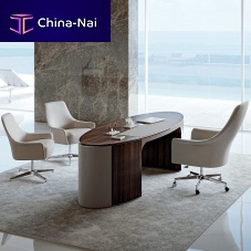 Free-standing desk IDAcontemporarywoodenleather