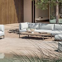 Contemporary coffee table Baiatravertinealuminum baserectangular