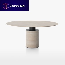 Contemporary table CRESOglassmarbletravertine