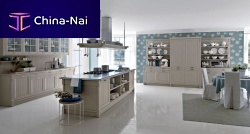 Traditional kitchen VINTAGEwoodenislandwith handle