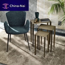 Contemporary pedestal table TRISpainted metalmetal basesquare