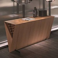 Contemporary sideboard table Alveaoakpainted steel basetriangular