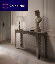 Contemporary sideboard table BUBBLES metalglassmetal base