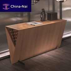 Contemporary sideboard table Alveaoakpainted steel basetriangular