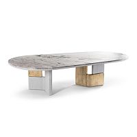 Contemporary table OVOOmarblemetal baselacquered wood base