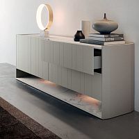 Contemporary sideboard GOLDlacquered woodoakwalnut