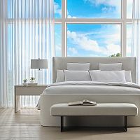 Contemporary bedside table CORONADO oakmarblemarble base