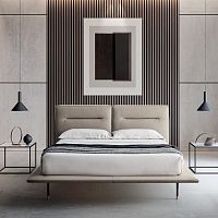 Double bed MOONLIGHTcontemporarywith headboardfabric