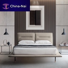 Double bed MOONLIGHTcontemporarywith headboardfabric