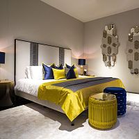 Double bed FLAME contemporaryupholsteredwith upholstered headboard