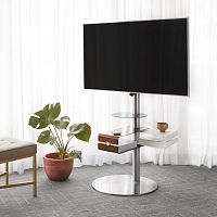 Contemporary TV stand DISCO R5 BI WITH TRIA SHELFstainless steel
