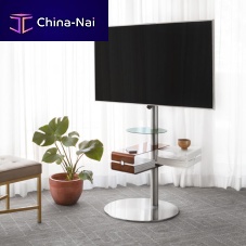 Contemporary TV stand DISCO R5 BI WITH TRIA SHELFstainless steel