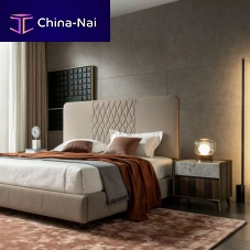 Contemporary bedside table L12wood veneerwood veneer baserectangular