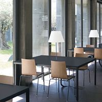 Contemporary table QUADRATAwoodenglassthermo-lacquered steel